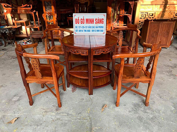 Bàn ghế góc gỗ Hương Đỏ Lào
