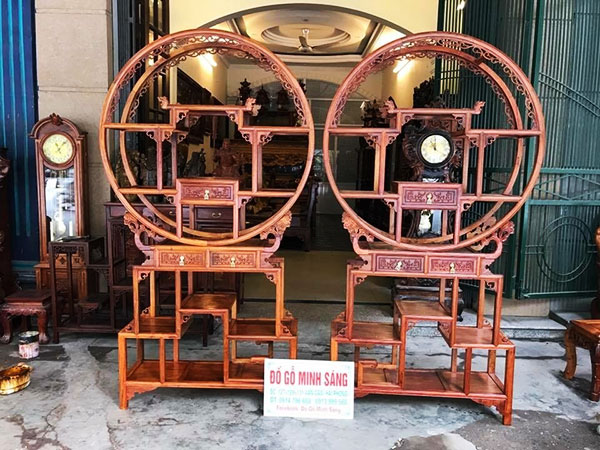 Kệ bày đồ tròn gỗ Hương